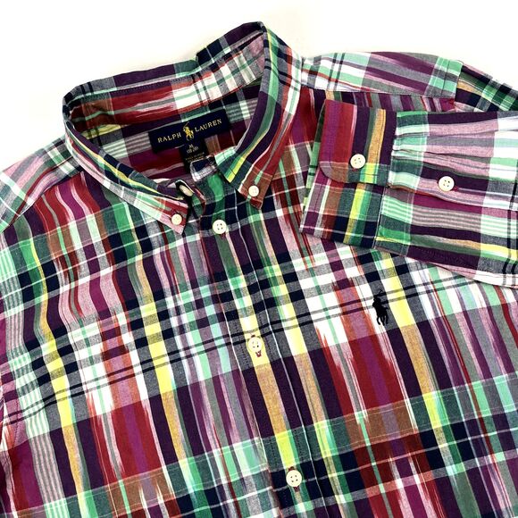 Boys Ralph Lauren Long Sleeve Button Down Shirt Size XL (18-20) Plaid Indian - Picture 1 of 7